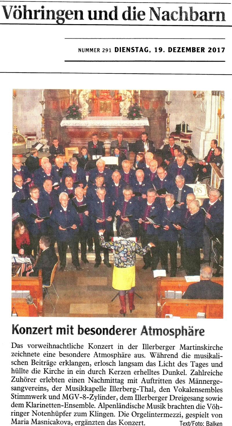 Adventskonzert am 17. Dez. 2016 in der Kirche St. Martin in Illerberg